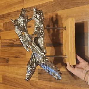 Silver Driftwood Sculpture Modern Coastal Decor